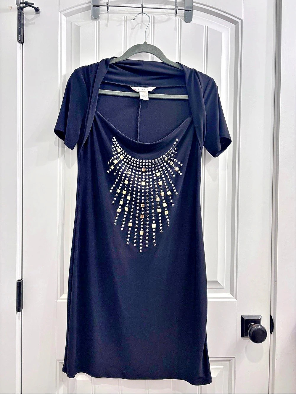 A Studio AA Black Embellished Mini Dress Size 6 Like New